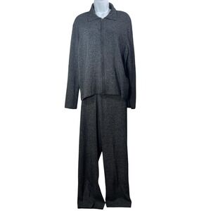 Norton‎ Studio Womens 2 Piece Set Black Marl Knit Zip Cardigan Pants L hip hop
